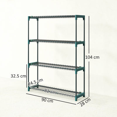 Outsunny 4-Tier Plant Stand Indoor Outdoor, Set of 2 Metal Plant Shelf with Rack Buckles for Easy Assembly, Flower Display Rack 