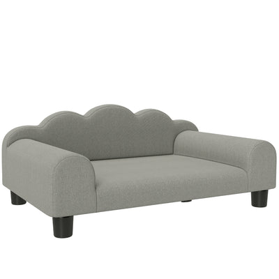 PawHut Elevated Dog Sofa Bed, Breathable Pet Sofa with Backrest and Armrest for Small Dogs, Grey 