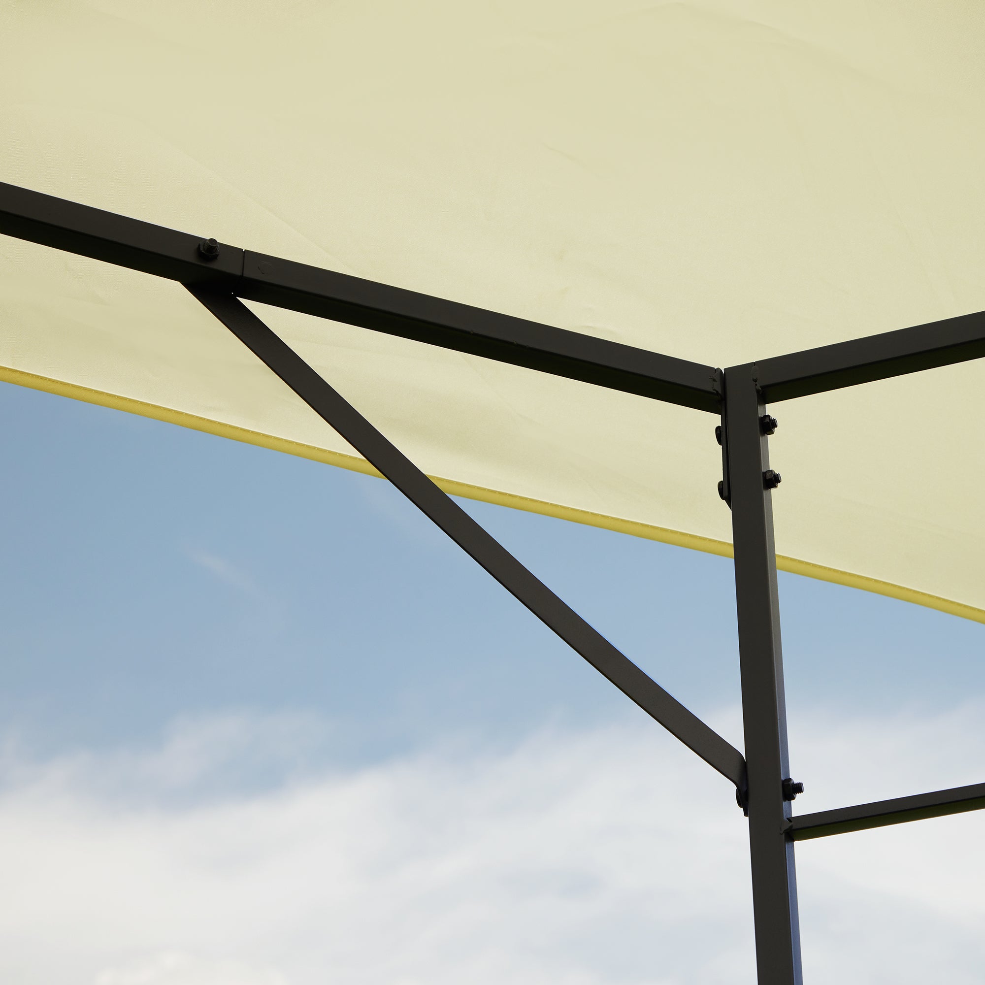 Outsunny 3 x 3 Meters Patio Garden Metal Gazebo Marquee Steel Frame with Canopy Awning Tent Water Resistant Cream 