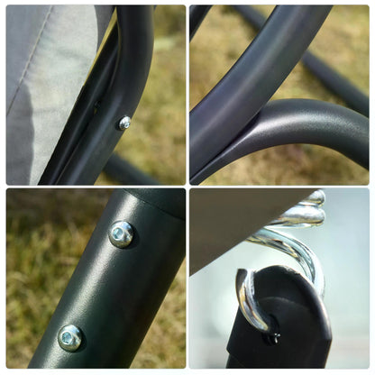 Outsunny Canopy Swing 2 Separate Relax Chairs w/ Handrails and Removable Canopy Grey 