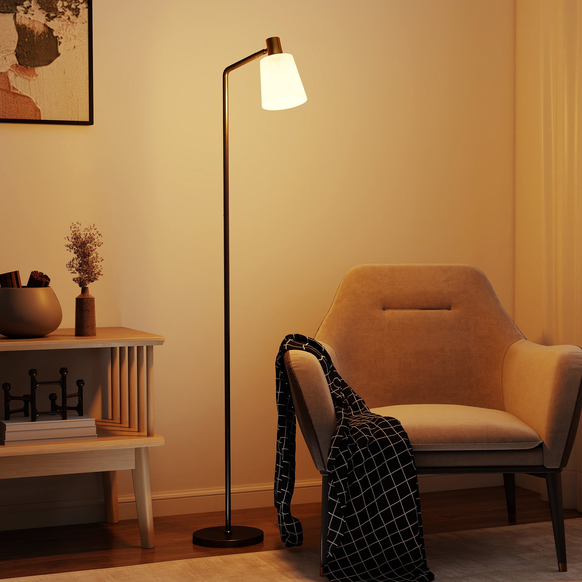 HOMCOM Floor Lamp with 350° Rotatable Head, Modern Standing Lamp with 3000K/4000K/6500K Colour Temperatures for Living Room Bedroom Office, Black 