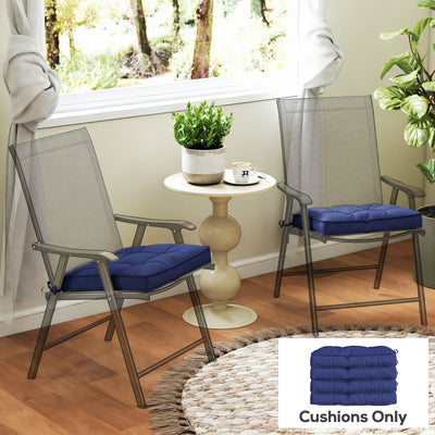 Outsunny Garden Seat Cushion with Ties, 42 x 42cm Replacement Dining Chair Seat Pad, Dark Blue 
