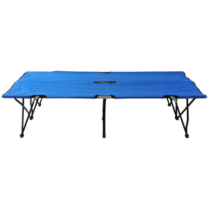 Outsunny Double Camping Cot Bed, with Bag - Blue 