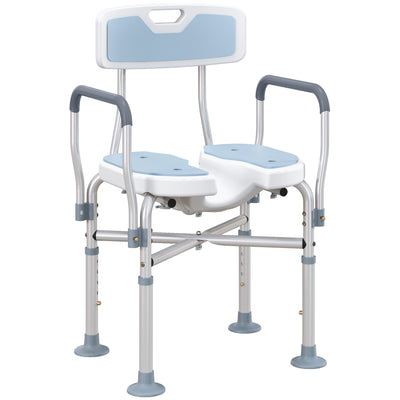 HOMCOM Aluminium Shower Chair, with Padded Seat - Light Blue 