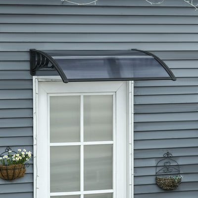 Outsunny Door Canopy Awning Outdoor Window Rain Shelter Cover for Front/Back Door Porch Black 100 x 75cm 
