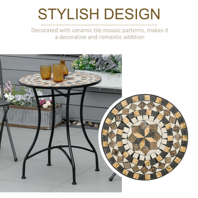 Outsunny \'ce\'a660cm Mosaic Outdoor Patio Table - Grey 