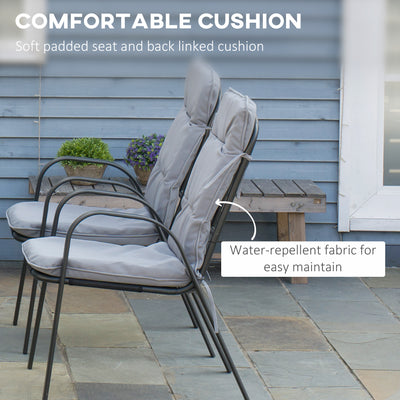 Outsunny Seven-Piece Garden Dining Set with Cushions - Grey 