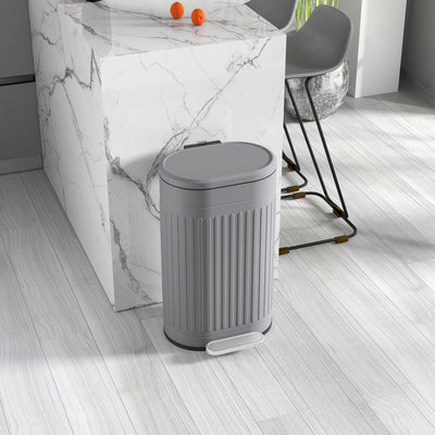 HOMCOM 30L Metal Kitchen Bin, with Soft-Close Lid - Grey 