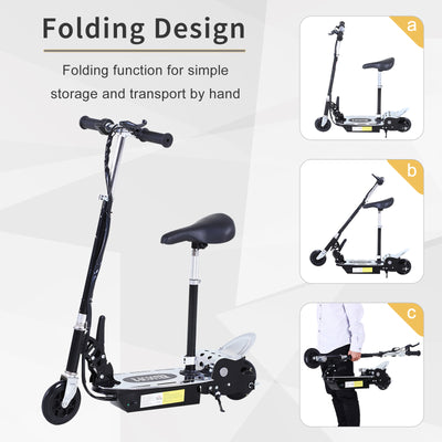 HOMCOM 120W Foldable Powered Scooters with 24V Rechargeable Battery, Adjustable Ride on Toy (Black) 
