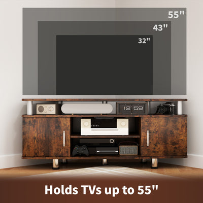 HOMCOM TV Unit Cabinet for TVs up to 55 Inches with Storage Shelves and Cupboard, Entertainment Centre for Living Room, Rustic Brown 