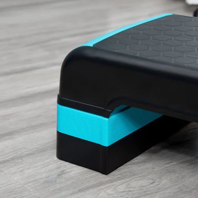 HOMCOM Aerobic Step with 3-Level Adjustable Heights for Home, Office Exercise, Black and Blue 