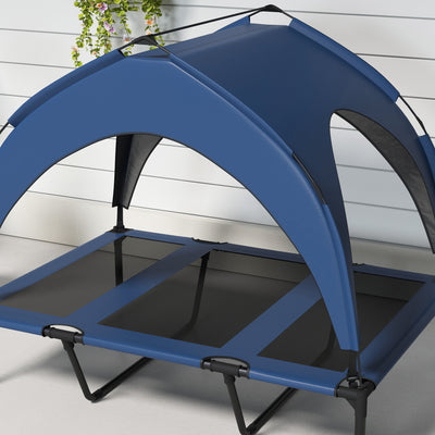 PawHut Cooling Raised Pet Bed w/ Washable Breathable Mesh, for Large Dogs, 106 x 76 x 94cm - Dark Blue 