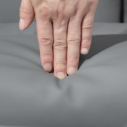 HOMCOM Swivel Recliner Chair with Footstool, PU Leather Armchair and Ottoman with High Back and Round Base for Living Room, Light Grey 