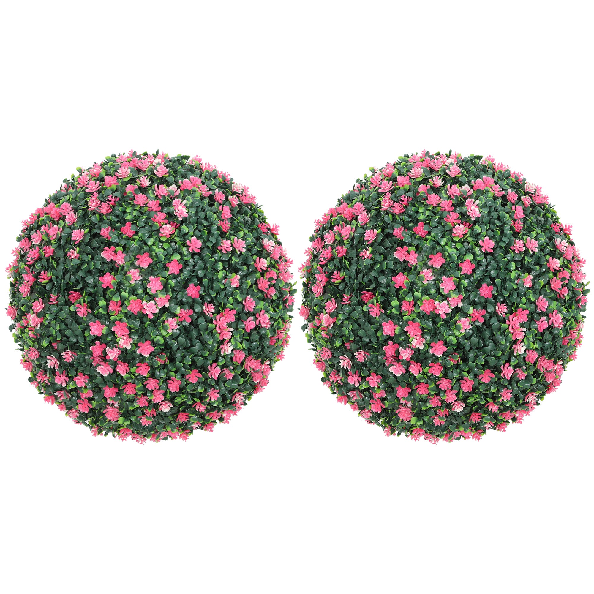HOMCOM Set of Two Artificial Boxwood Balls Plants - Pink 