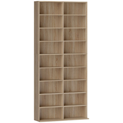 HOMCOM 640 CD Storage Tower - Nature Wood Finish 