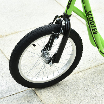 HOMCOM Kick Scooters for Kids with Adjustable Height, Anti-Slip Deck, Dual Brakes, Rubber Tyres, for Boys and Girls Aged 5+ Years Old - Green 