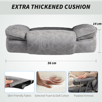 HOMCOM Leathaire Reclining Office Chair with Lumbar Support Pillow - Grey 