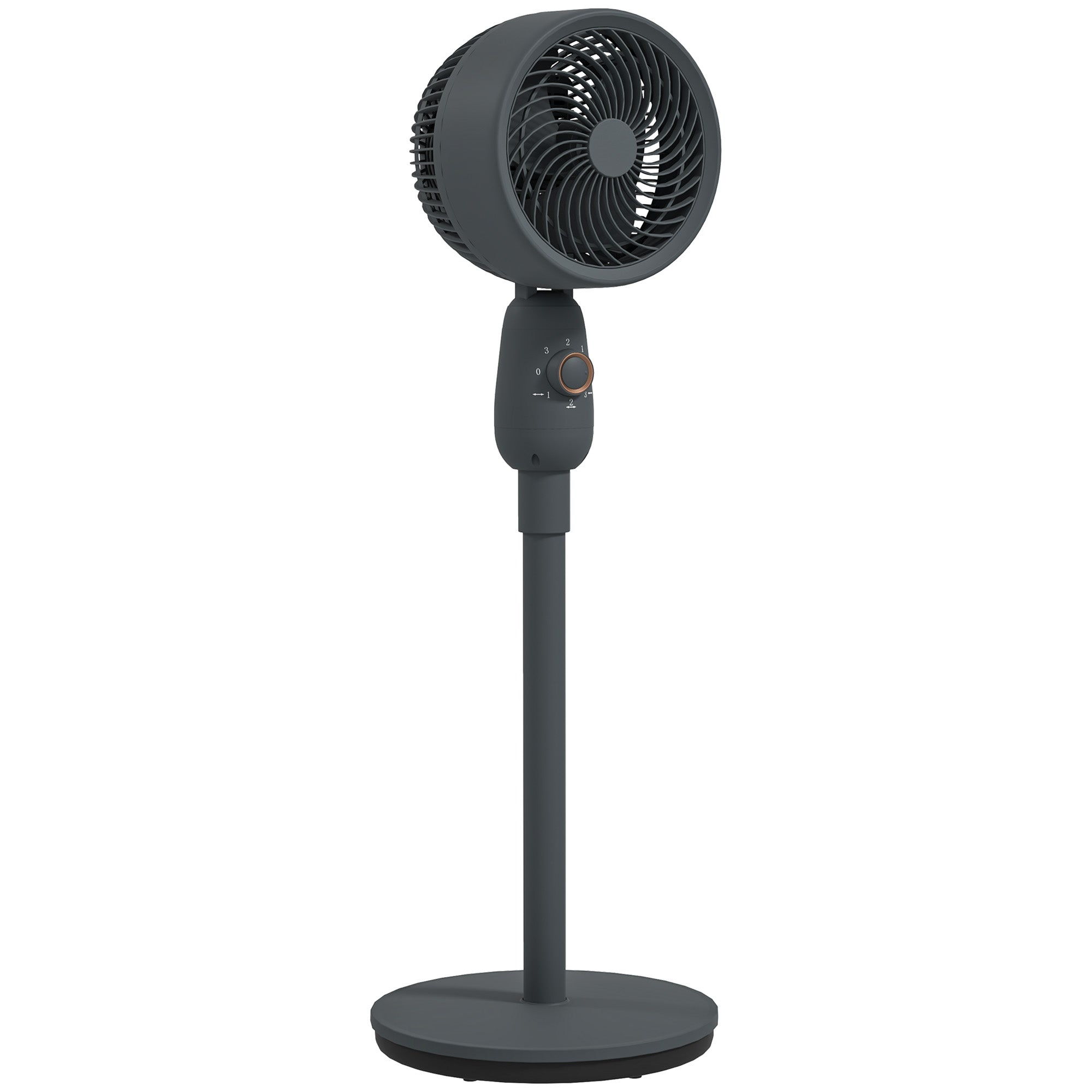 HOMCOM Pedestal Fan, Powerful Air Circulator, 12 Inch Floor Standing Fan with 3 Speed Settings, Oscillating Function for Bedroom, Home and Office, Grey 