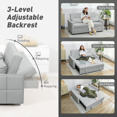 HOMCOM Three-Way Two-Seater Sofa Bed - Light Grey 