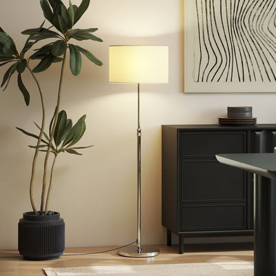 HOMCOM Floor Lamp with Remote, Height Adjustable Standing Lamp with Linen Shade, Dimmable with 3000K-6000K Adjustable Colour Temperatures, Foot Switch for Living Room Bedroom Office, Silver Tone