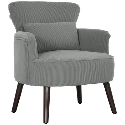 HOMCOM Corduroy Retro Accent Chair - Light Grey 