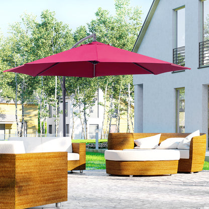 Outsunny 3m Water Resistant Terylene Hanging Parasol Wine Red 