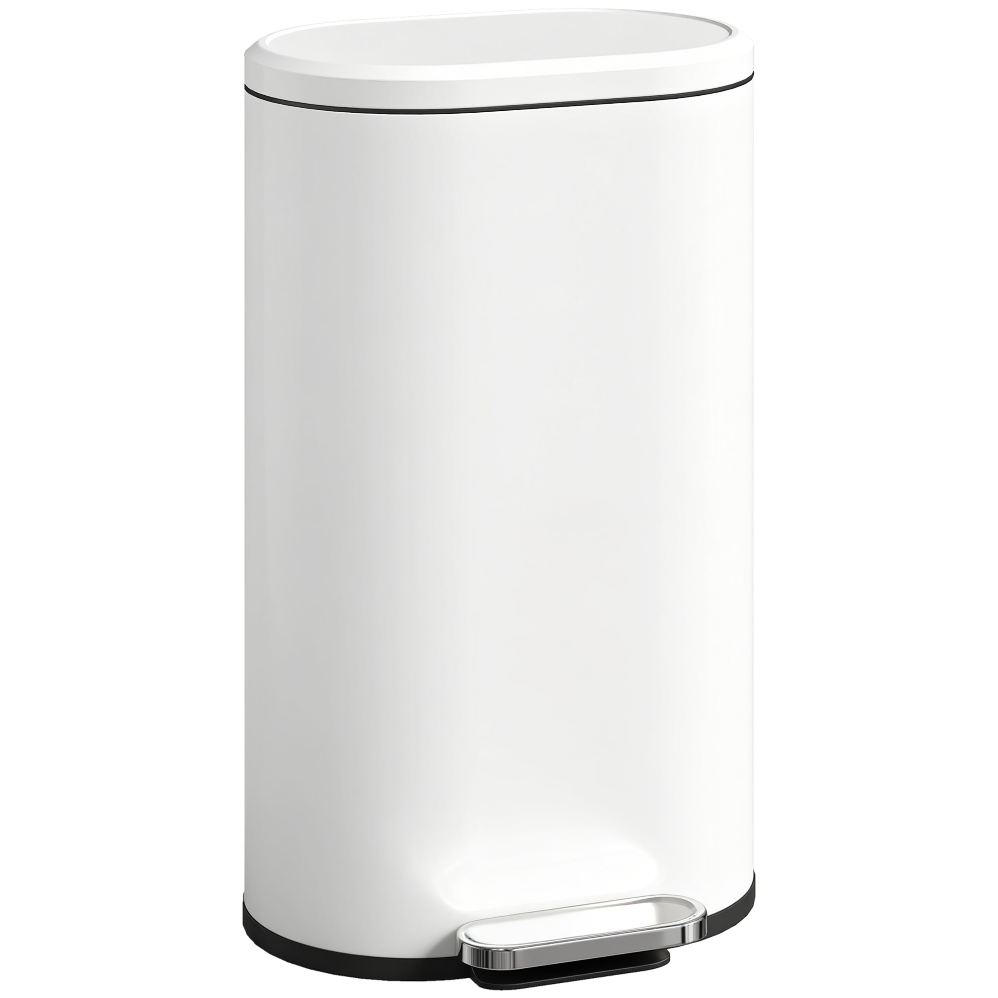 HOMCOM 30 L Modern Curved Kitchen Bin - Cream 