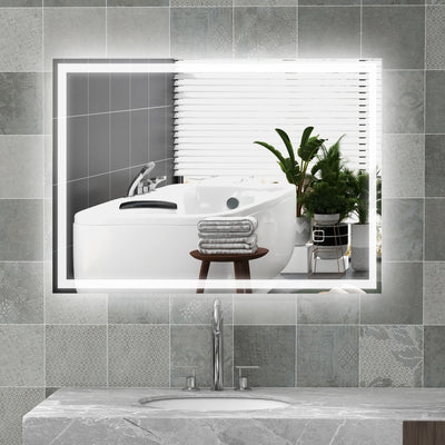HOMCOM 70 x 50cm LED Bathroom Mirror with Lights, Dimmable Makeup Mirror, Vanity Mirror with 3 Colour, Smart Touch, Anti-Fog 