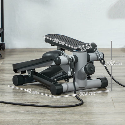 SPORTNOW Mini Stepper, Compact Step Machine Exerciser for Home Workouts, with Resistance Bands, LCD Monitor, Non-Slip Pedals 