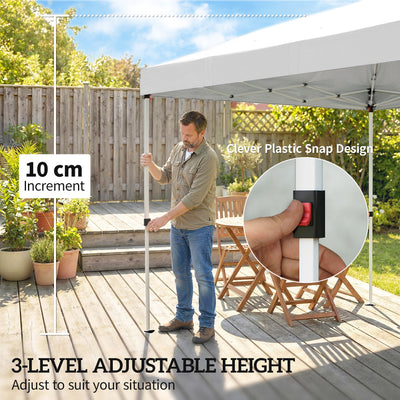 Outsunny 3 x 6 m Pop Up Canopy with UV50+ Protection Garden Gazebo with 6 Sidewalls, White 