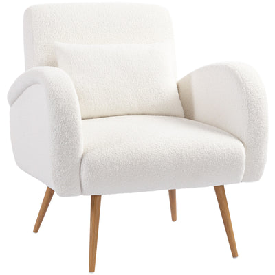 HOMCOM Teddy Fleece Accent Chair - Cream White