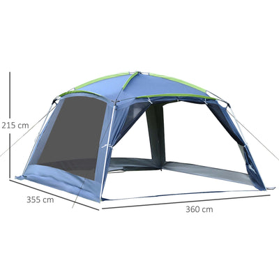 Outsunny 5-8 Persons Pop Up Tent Camping Gazebo Garden Tent-Dark Blue/Green 