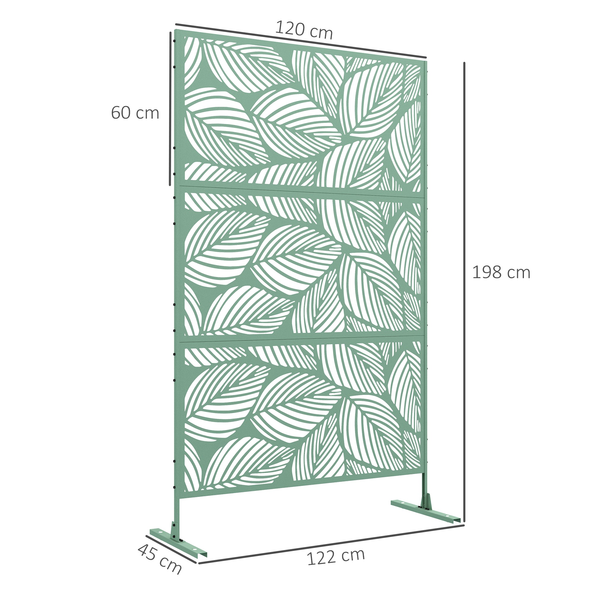 Outsunny Metal Decorative Privacy Screen Outdoor Divider, Green Leaf 