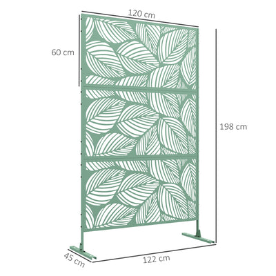 Outsunny Metal Decorative Privacy Screen Outdoor Divider, Green Leaf 
