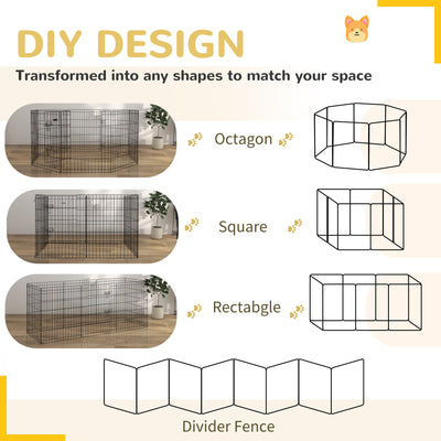 PawHut 8 Panel DIY Dog Pen with Door, for Dogs, Small Animals, Indoor/Outdoor Use, 76cm High 