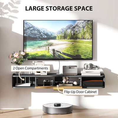HOMCOM 120 cm Floating TV Stand with Storage - Charcoal Grey 