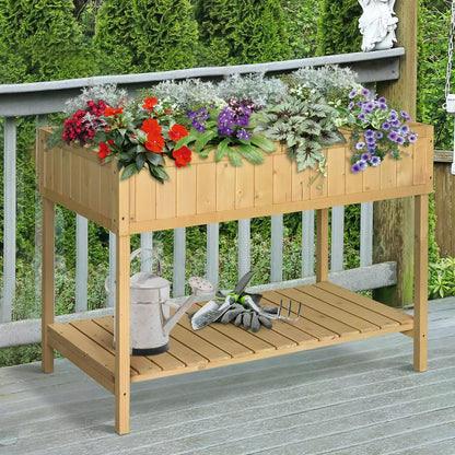 Outsunny Garden Wooden Planters, Rectangular 8 Compartment Plant Stand, Oak Tone 