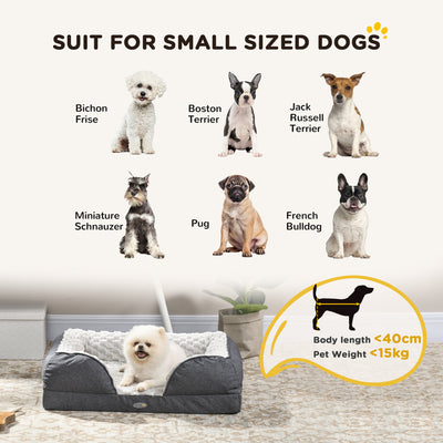 PawHut Calming Dog Bed Pet Mattress w/ Removable Cover, Anti-Slip Bottom, for Small Dogs, 70L x 50W x 18Hcm - Charcoal Grey 