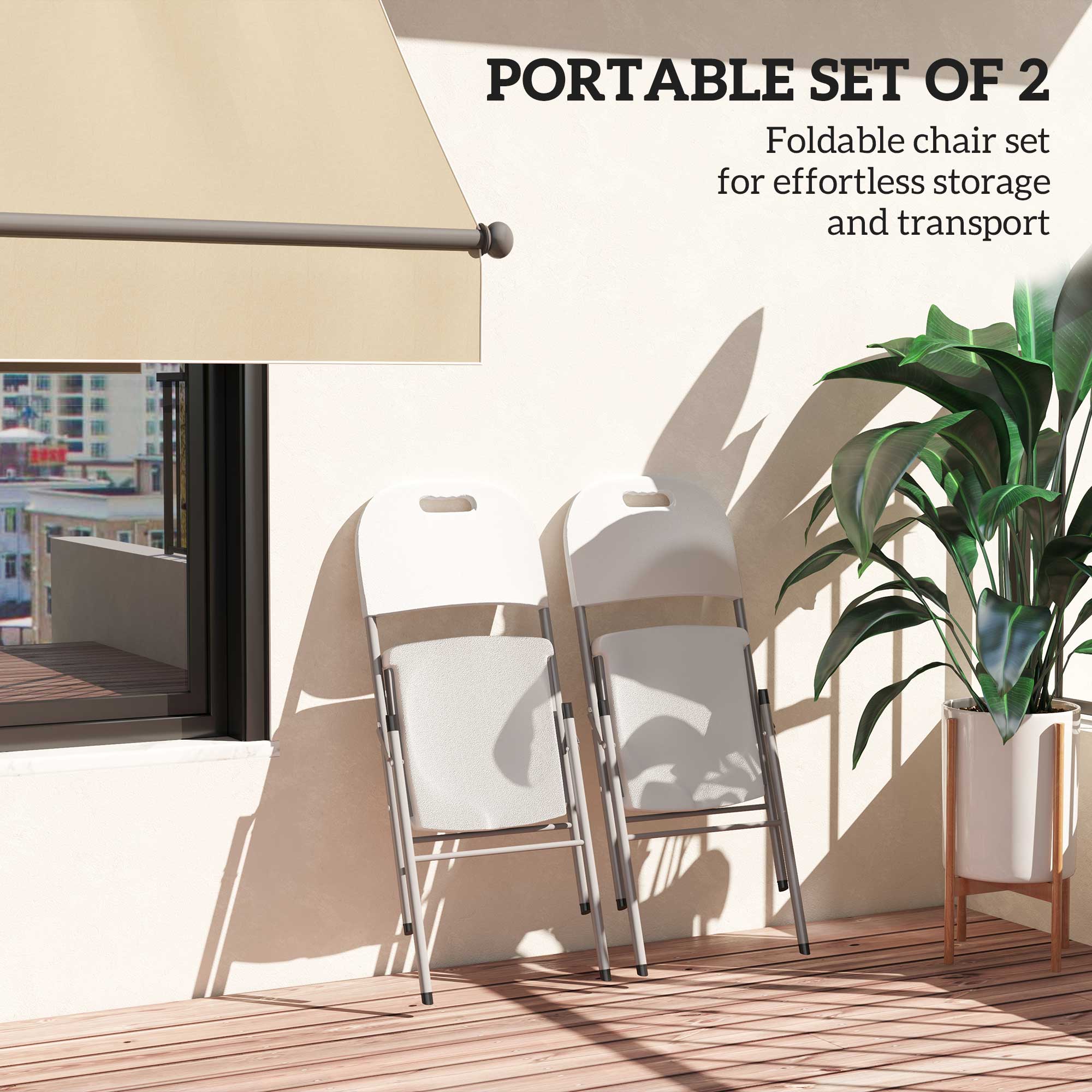 Outsunny Set of Two Foldable Outdoor Chairs - White 