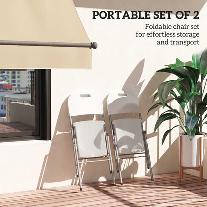 Outsunny Set of Two Foldable Outdoor Chairs - White 