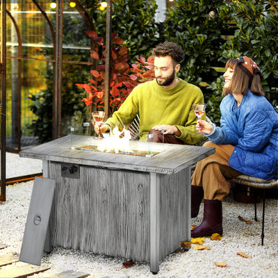 Outsunny 50,000 BTU Gas Fire Pit Table with Cover and Glass Screen - Grey 