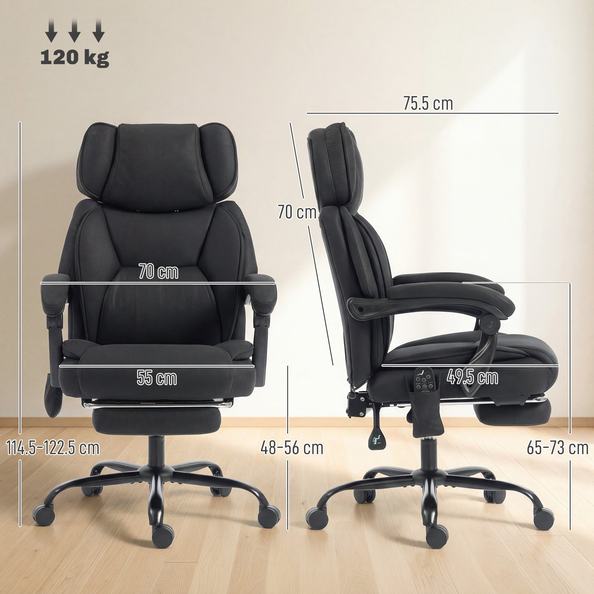 HOMCOM High Back Vibration Massage Office Chair Heated Reclining Computer Chair w/ Adjustable Height, Swivel Wheels, Black 