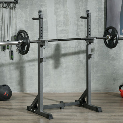 SPORTNOW Heavy Duty Barbell Squat Rack, Adjustable and Multifunctional Weight Power Stand, for Home, Gym - Black 