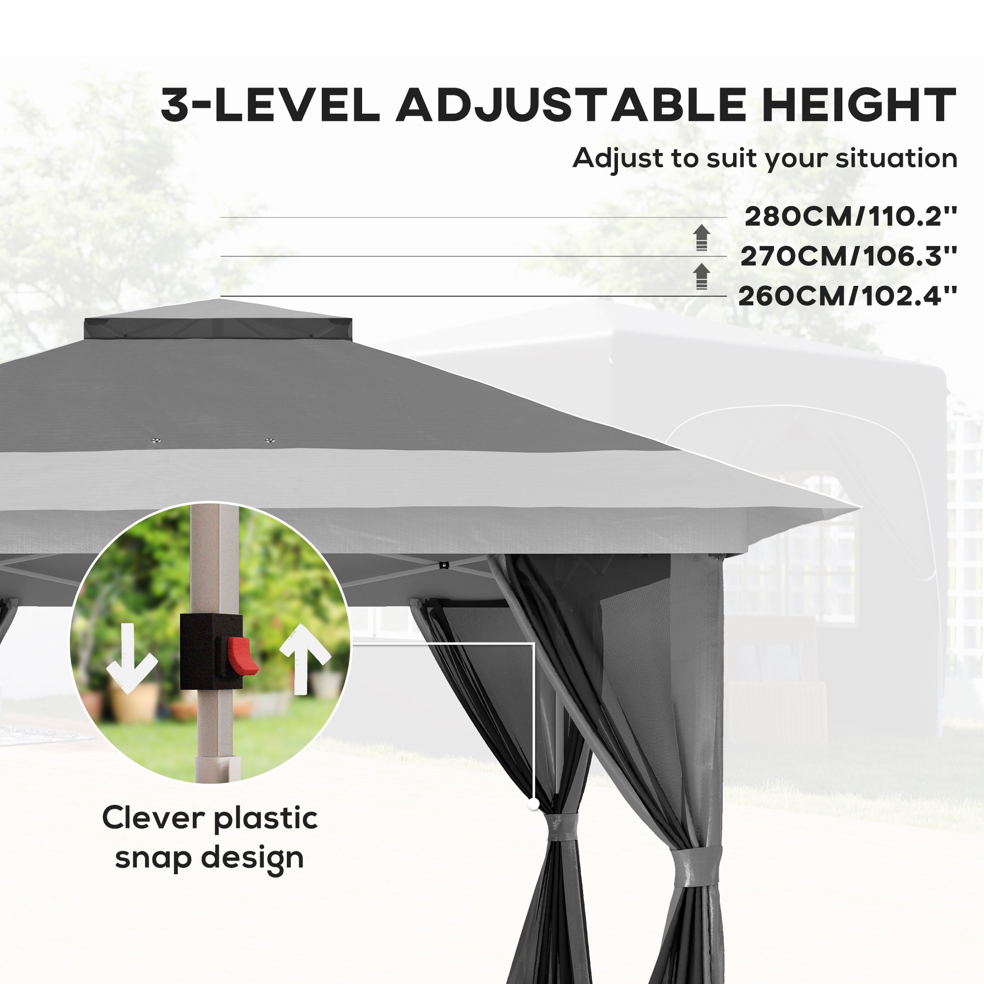 Outsunny 3.6 x 3.6m Pop-Up Gazebo, with Accessories - Grey 