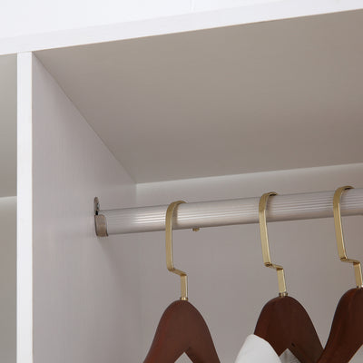 HOMCOM Open Wardrobe Double Mobile Storage Shelves Organizer W/6 Wheels-White 