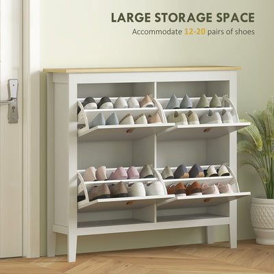 HOMCOM Modern Four-Drawer Shoe Cabinet - White 