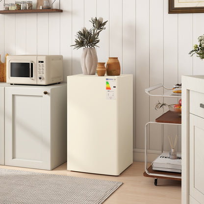 HOMCOM 91 Litre Freestanding Under Counter Fridge Freezer, Small Fridge with Chiller Box, Adjustable Thermostat, 47.5cm Wide, Beige