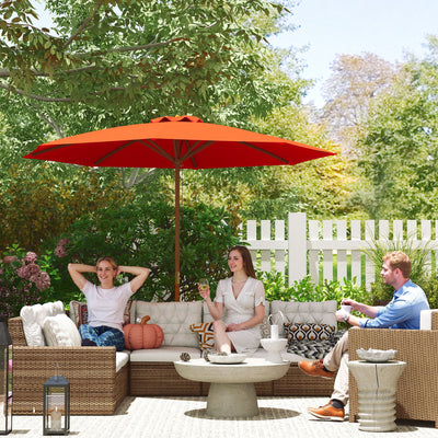 Outsunny 3m Wood Pole Parasol Umbrella - Orange 