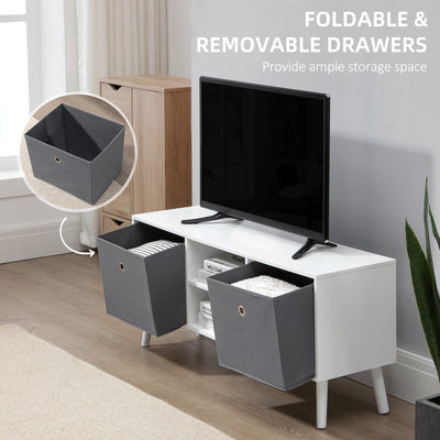 HOMCOM TV Cabinet Stand Unit for TVs up to 50'' with Foldable Drawers, Entertainment Centre for Living Room White 