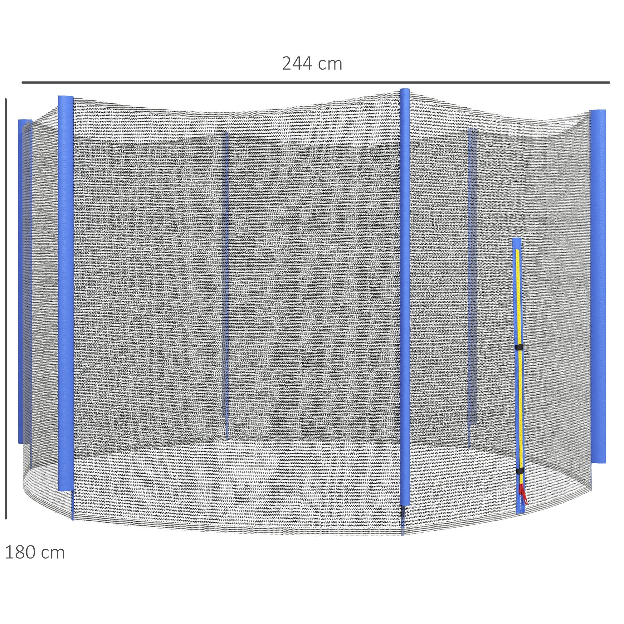 SPORTNOW 8ft Trampoline Net Replacement with 6 Plastic Pole Covers, Weather-Resistant Trampoline Netting Replacement with Zipped Entrance, Poles Not Included, Blue 
